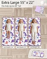 Vista 2 de Primlect Tapete grueso para siesta de niños pequeños con almohada removible y manta Minky, saco de dormir extra grande de 55''x35'', lavable