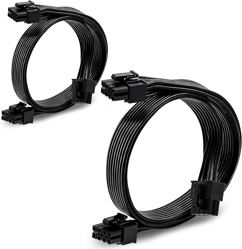 (2-Pack) PCIe Cable for Corsair, ATX CPU 8 Pin Male to Dual PCIe 8 Pin (6+2) Male Power Cable for Corsair Thermaltake ARESGAME Power Supply 25-inch(63cm)