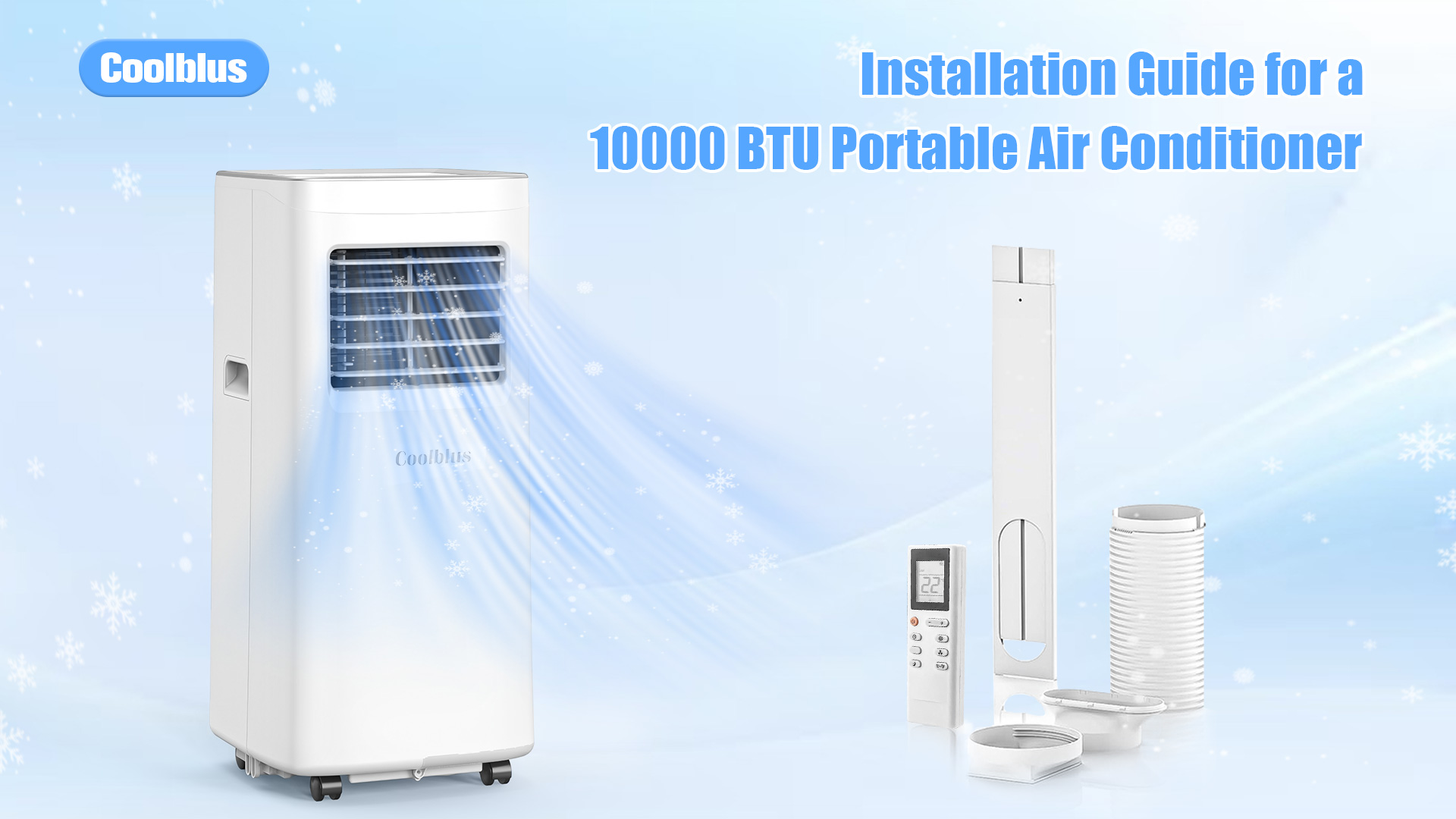 Image of Coolblus 10000 BTU Portable Air Conditioners Cool Up to 450 Sq.Ft, 3-IN-1 Portable AC Unit with Remote Control /LED Display /Installation Kits & Screwdriver /24Hrs Timer for Home /Office, White-10000BTU