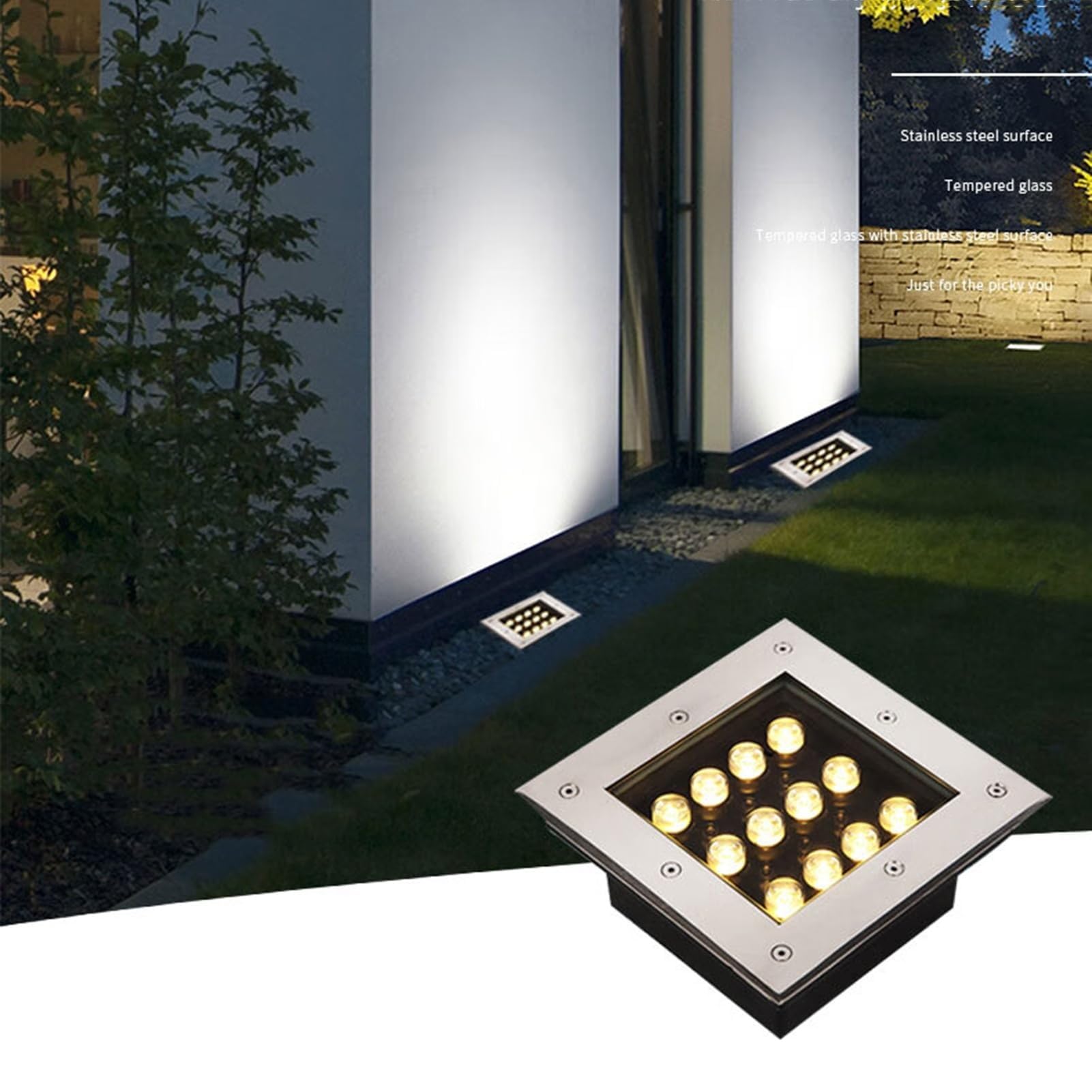 Square Buried Lights - Ground LED Landscape Lights, Outdoor Recessed IP66 Waterproof In-Ground Lamp AC85-265V, LED Spotlights, for Driveway Garden Pathway Patio Deck Landscape Lamp ( Color : Red , Siz