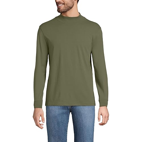 Lands' End Men's Super-T Cotton-Blend Mock Turtleneck Shirt