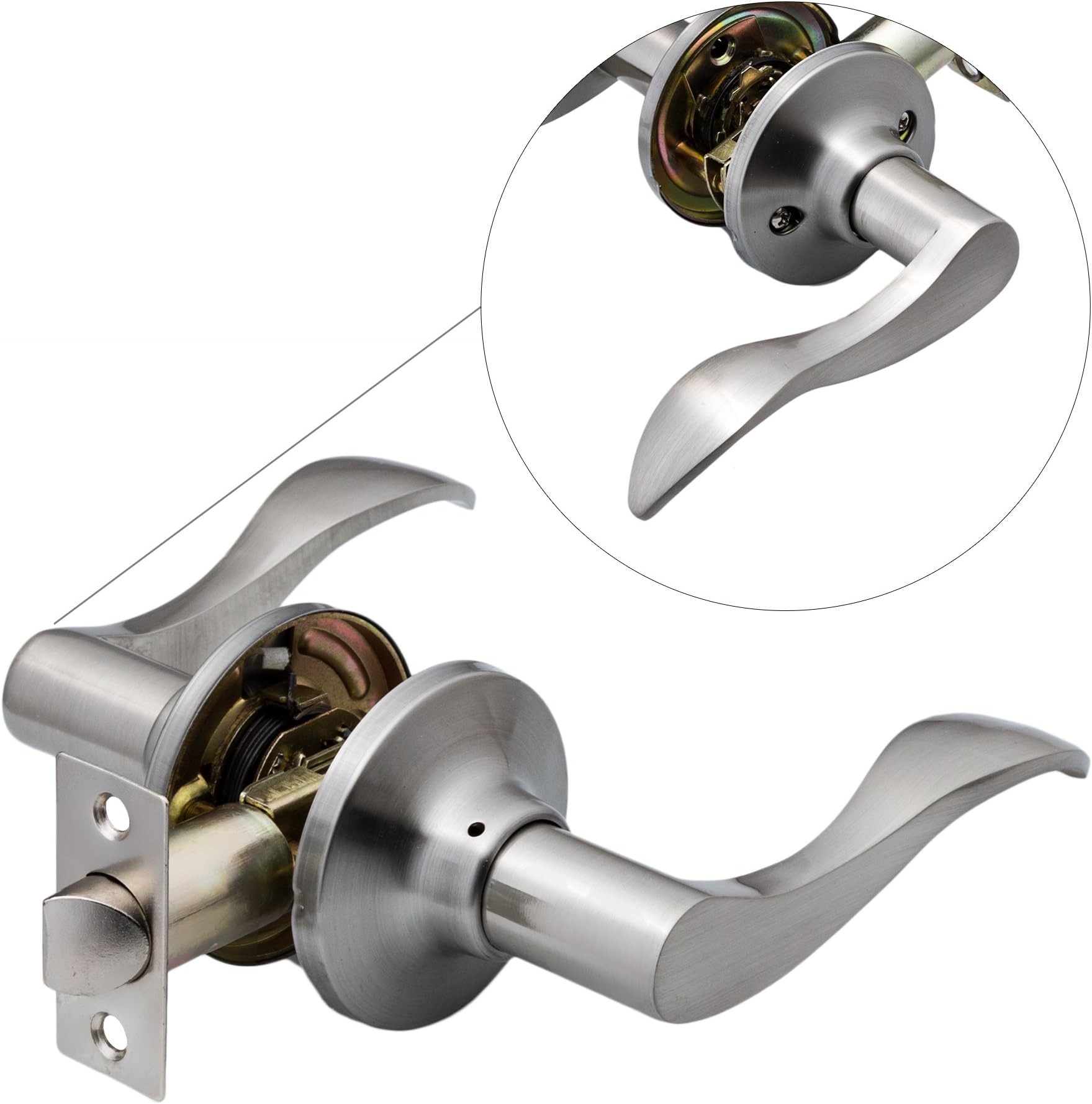 Berlin Modisch Door Lever (Double Cylinder, Brushed Nickel Finish)