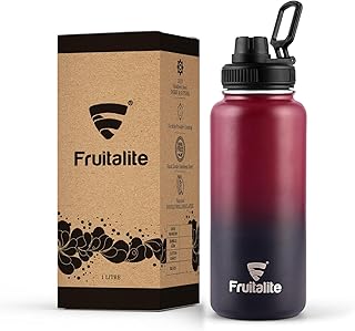 Fruitalite Insulated Water Bottle- 1000ml with Screw/Spout Lid, Stainless Steel Double-Wall Vacuum Thermosteel Flask 1 Lit Price In India