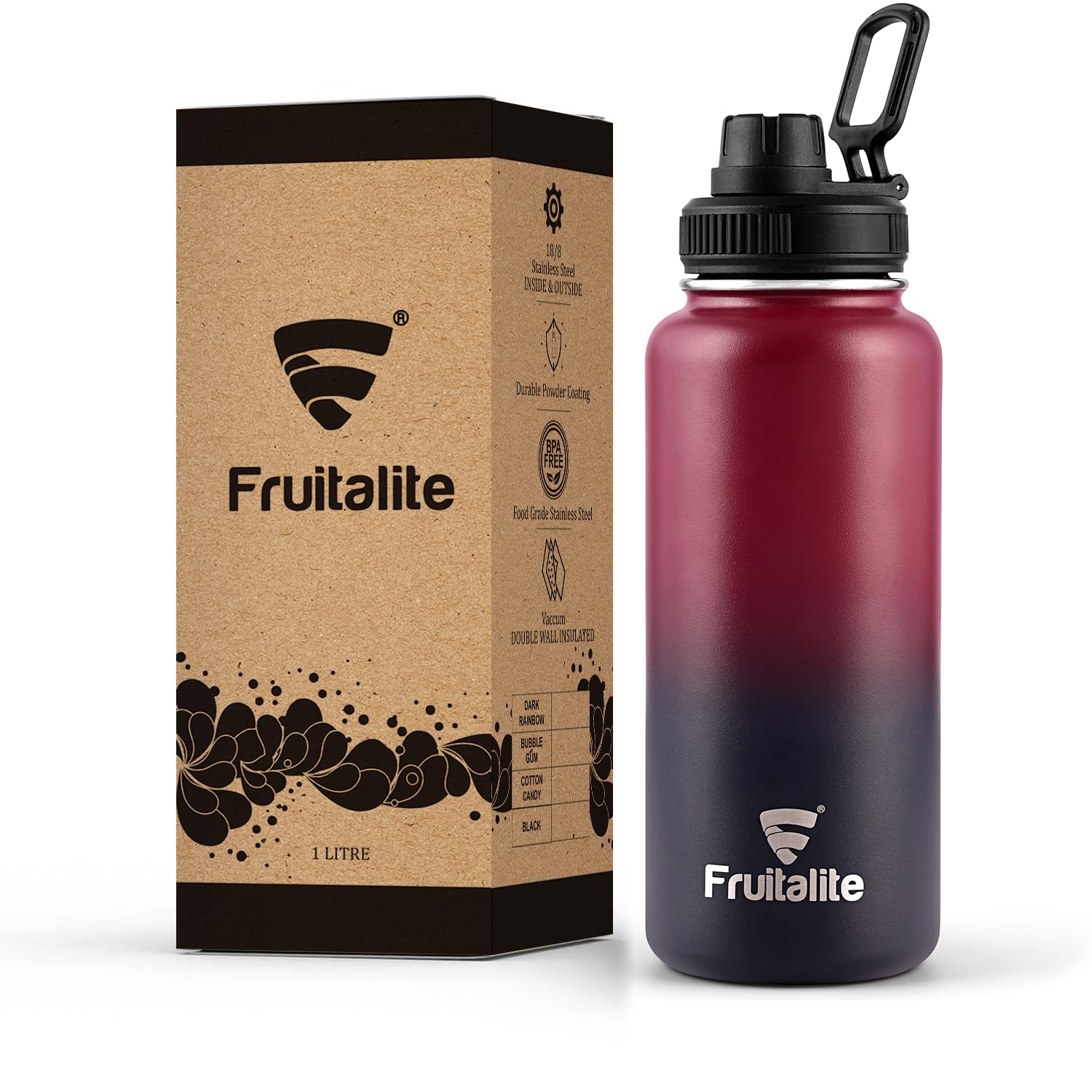 Fruitalite Insulated Water Bottle- 1000ml with Screw/Spout Lid, Stainless Steel Double-Wall Vacuum Thermosteel Flask 1 Lit... - Review, Price and Buying Guide
