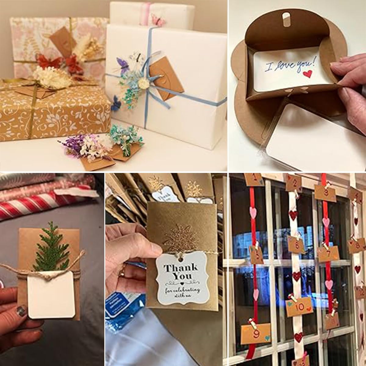 Buste Kraft Vuoti per Bomboniere Nozze, Mini Buste con Biglietti Auguri