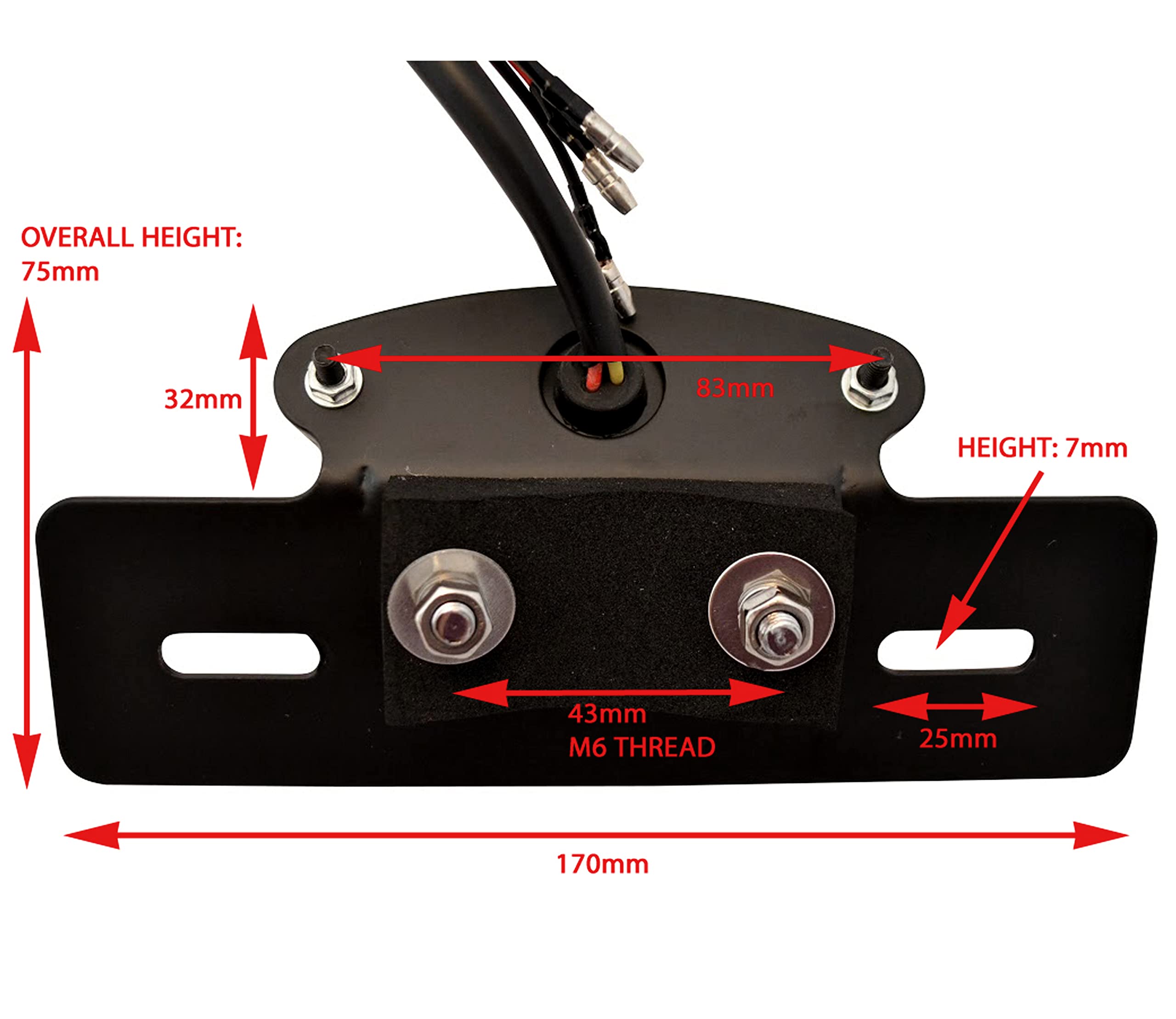 Alchemy Parts Noir Très Lumineux Norme E Transparent Lentille LED Rouge Queue Feux Stop avec Plaque Immatriculation Plaque Immatriculation Support pour Motos Motos Petit