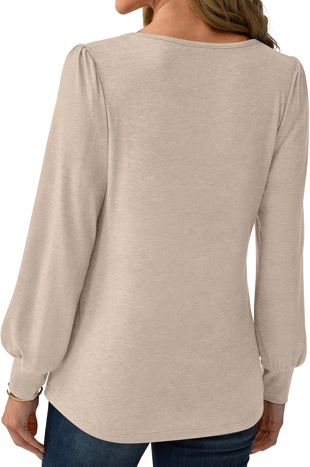 Womens Long Sleeve Tops Dressy Business Casual Blouses Basic Loose Fit V Neck Work Shirt 2025 Fall Clothes Outfits - Image 3