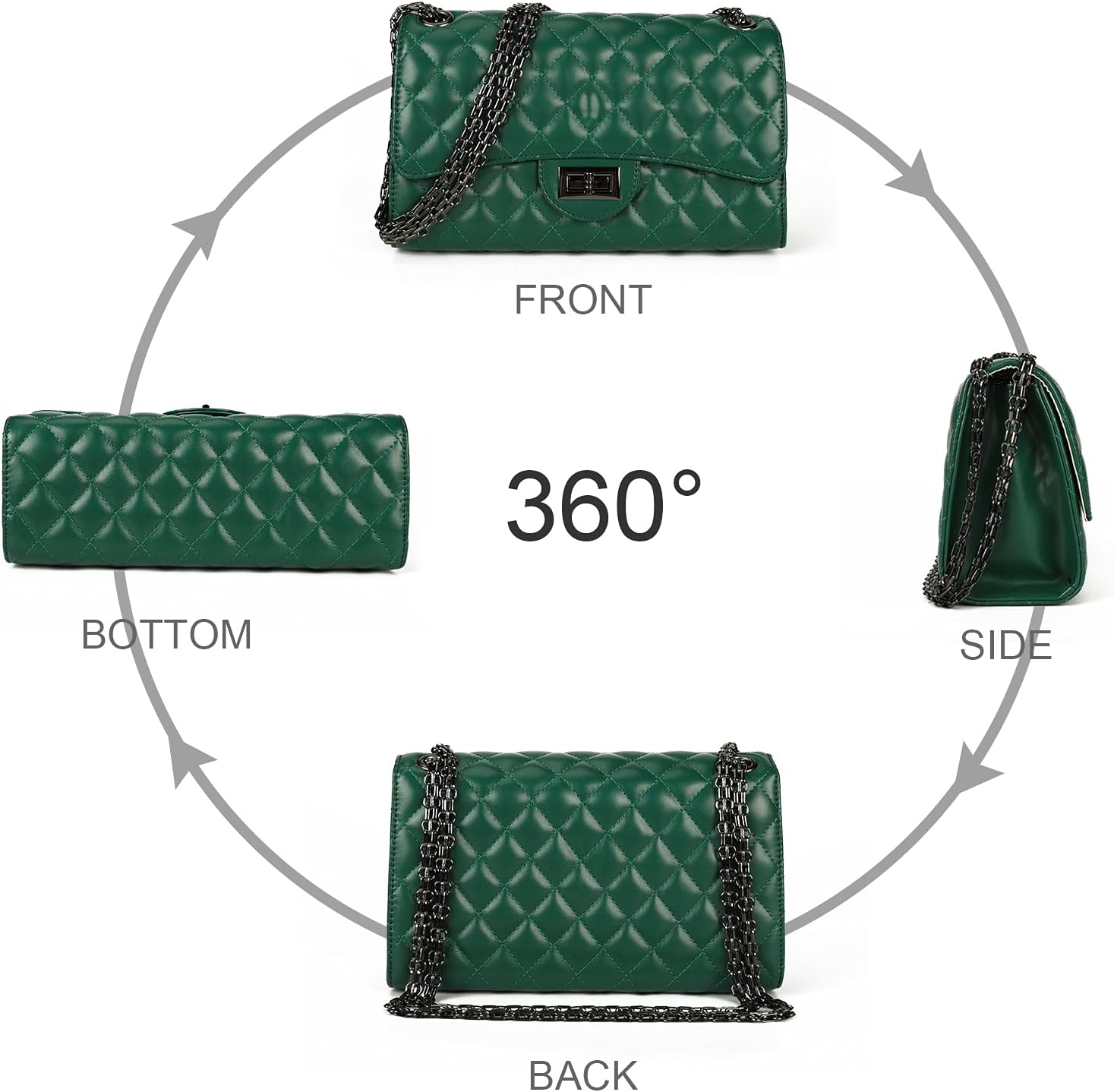 Gladdon Quilted Crossbody Purse for Women Trendy Ladies Shoulder Bag with Chain Designer Purses - Image 6