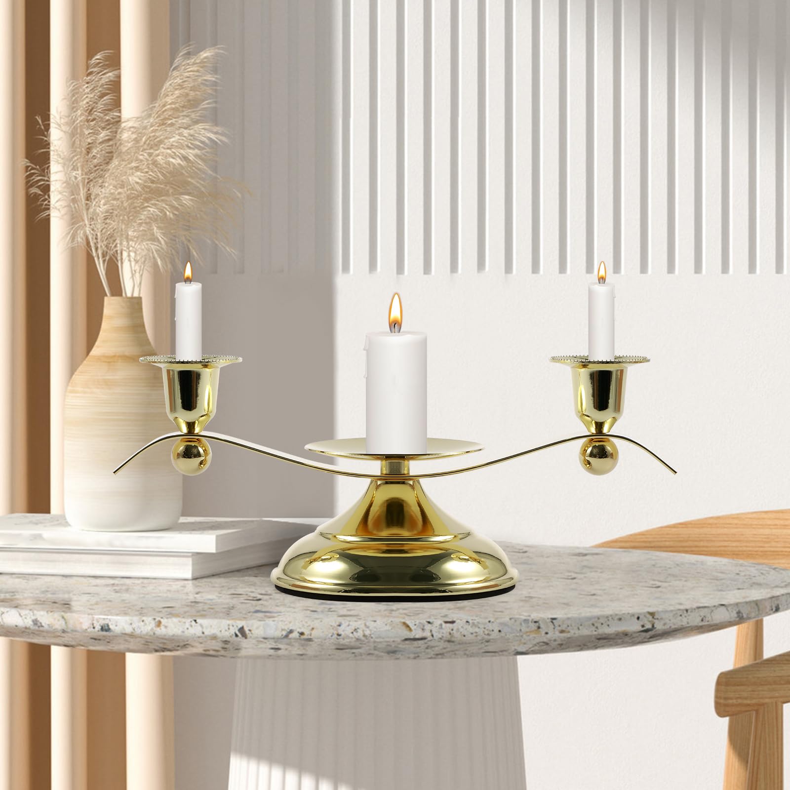 Qinglang Gold Unity Candle Holder 3 Arm Iron Candlestick Holders Elegant Candle Sticks Holder Decorative Candle Stand For Pillar Taper Unity Candles Centerpiece Decor For Events Anniversary Ceremony Birthday Party