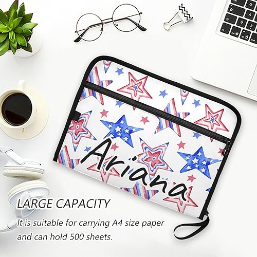 Miniatura 6 de Custom American Flag Blue Stars Expanding File Folders 13 Pockets Accordion File Folder with Labels Personalized Paper File Organizer Customized
