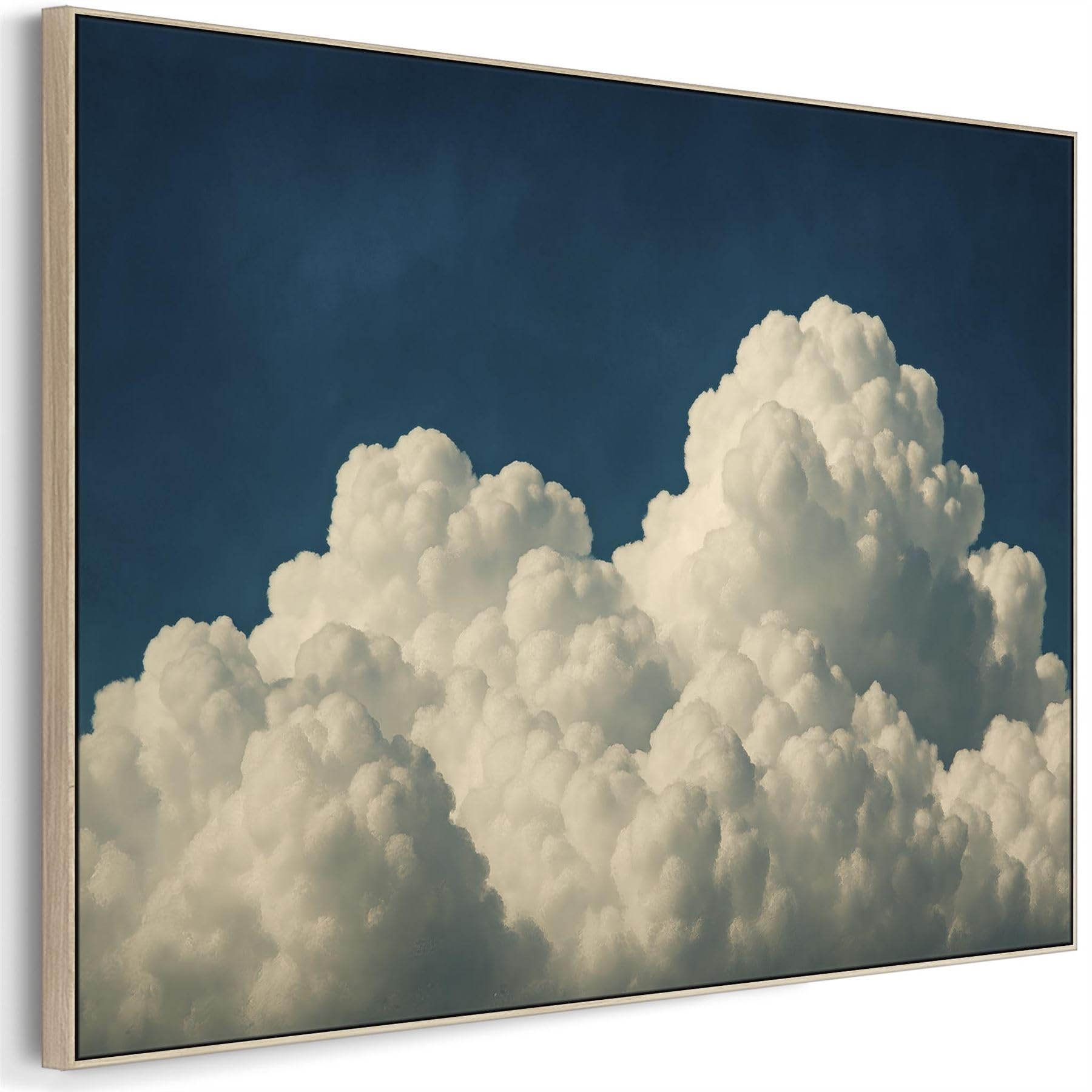 Wallfillers Blue White Abstract Artwork Framed Clouds Cumulus Xxl (123Cm X 82Cm)