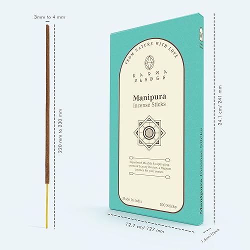 Miniatura 2 de Manipura Incense Sticks, Organic Hand Dipped Incense, Natural Herbs & Aromatic Ingredients, Contain 100 Sticks, Burn Time 45 to 60 Minutes,
