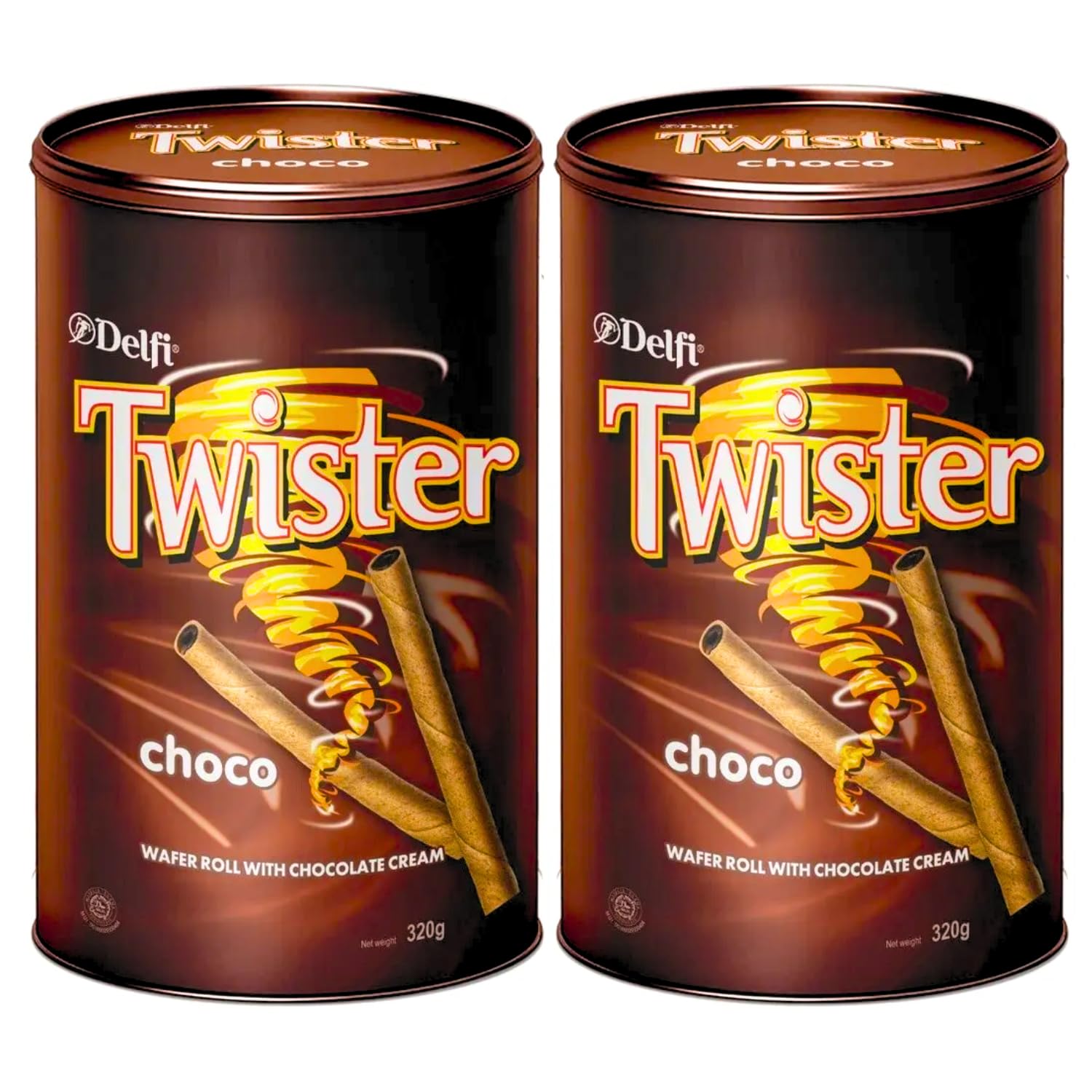 Delfi Twister Chocolate Wafer Roll Chocolate Cream Smooth Delicious Wafer Pack of 2x320g Tin (Imported Malaysia)-image-39