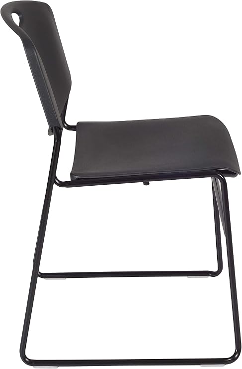 Regency Kee 30 in Square Breakroom Table- Cherry Top, Black Legs, 4 Zeng Stack Chairs- Black