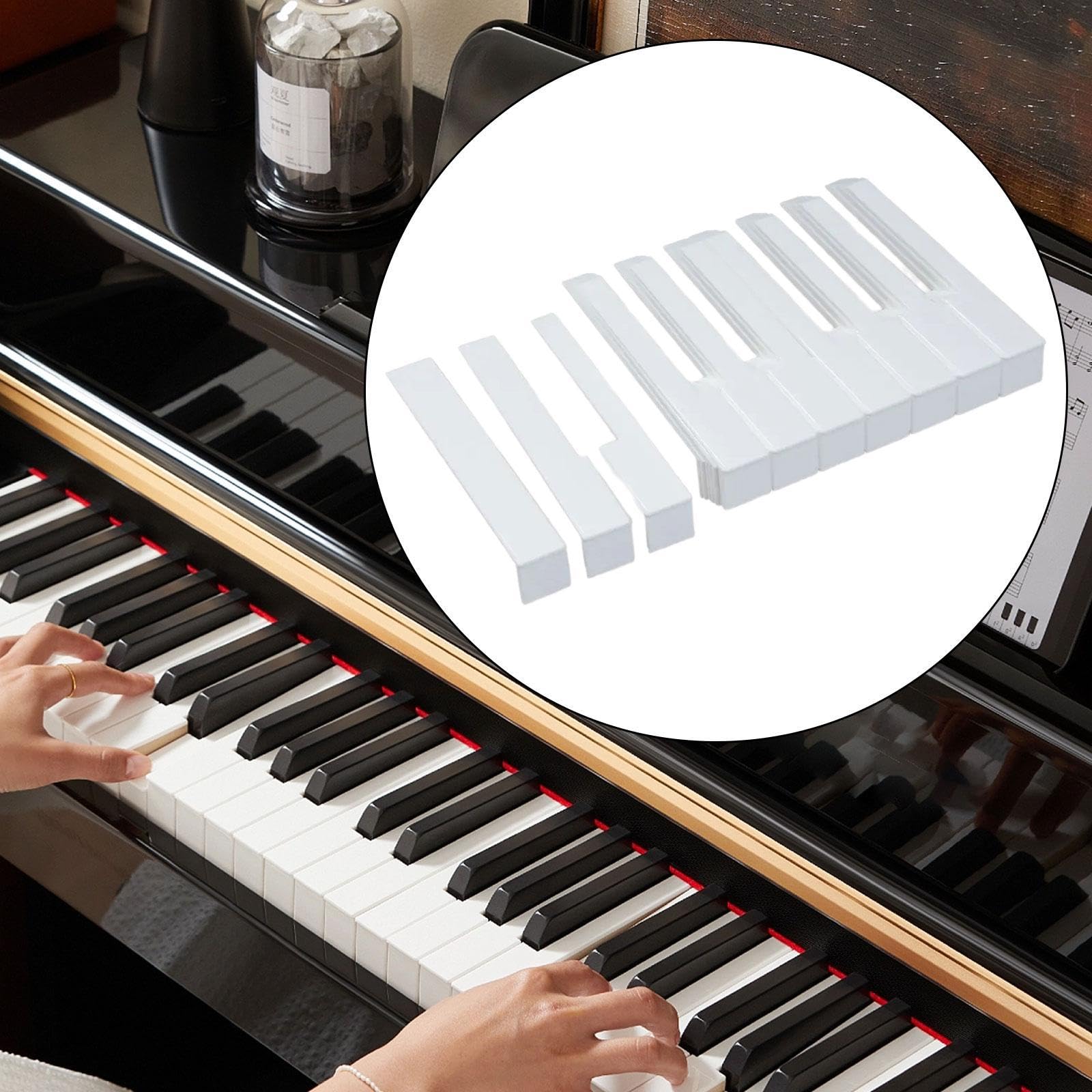52 Pièces Revêtements de Touche de Piano Ensemble de Réparation Pièces de Rechange Outil de Restauration Kit de Touches Blanches pour Installation Fa, 52mm