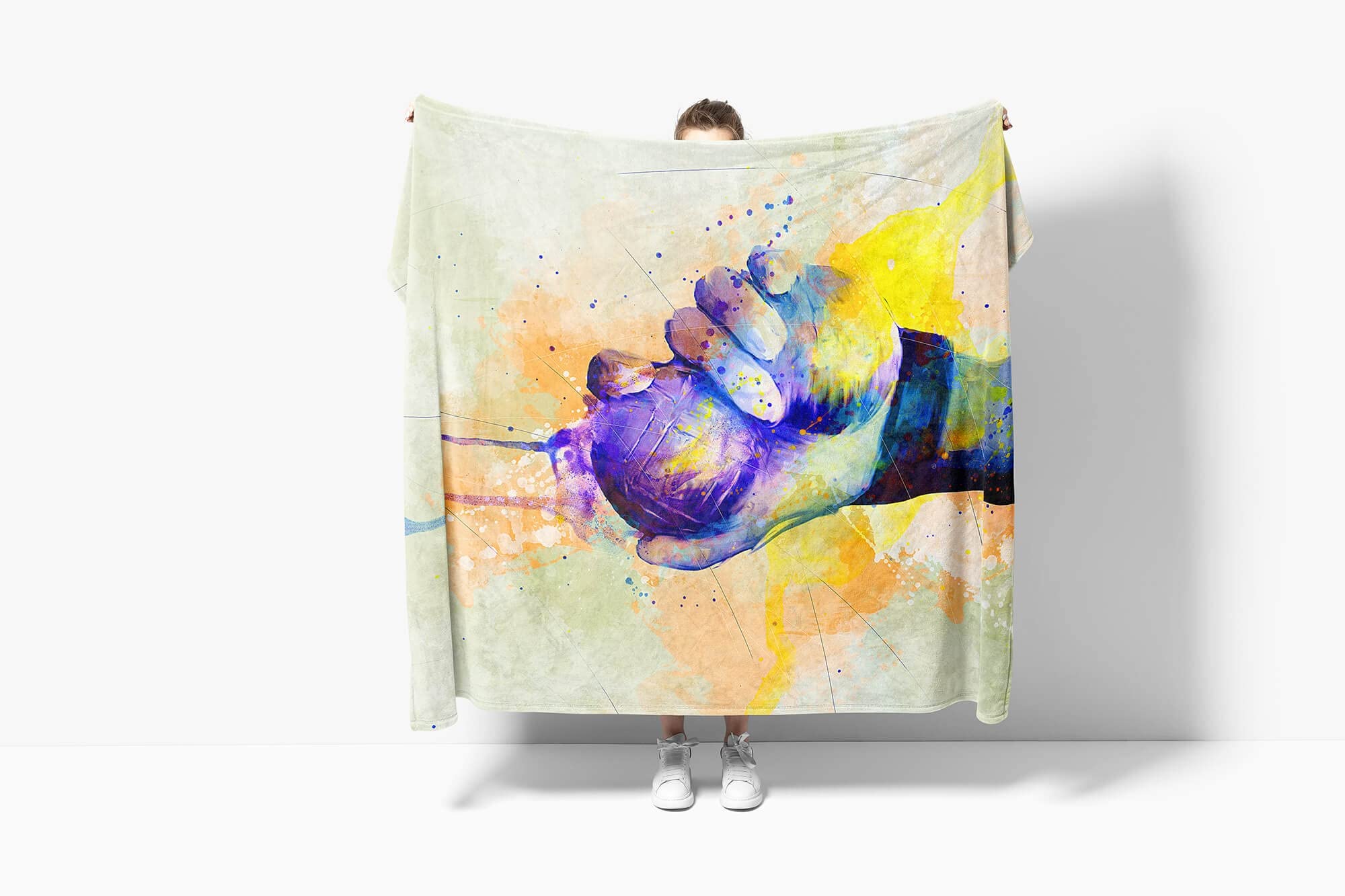 SplashArt Sport Handtuch Strandhandtuch Saunatuch Kuscheldecke Kunstvoll Boule Sporthandt Größe 180 x 130 cm (Tagesdecke - Sherpa Flies)