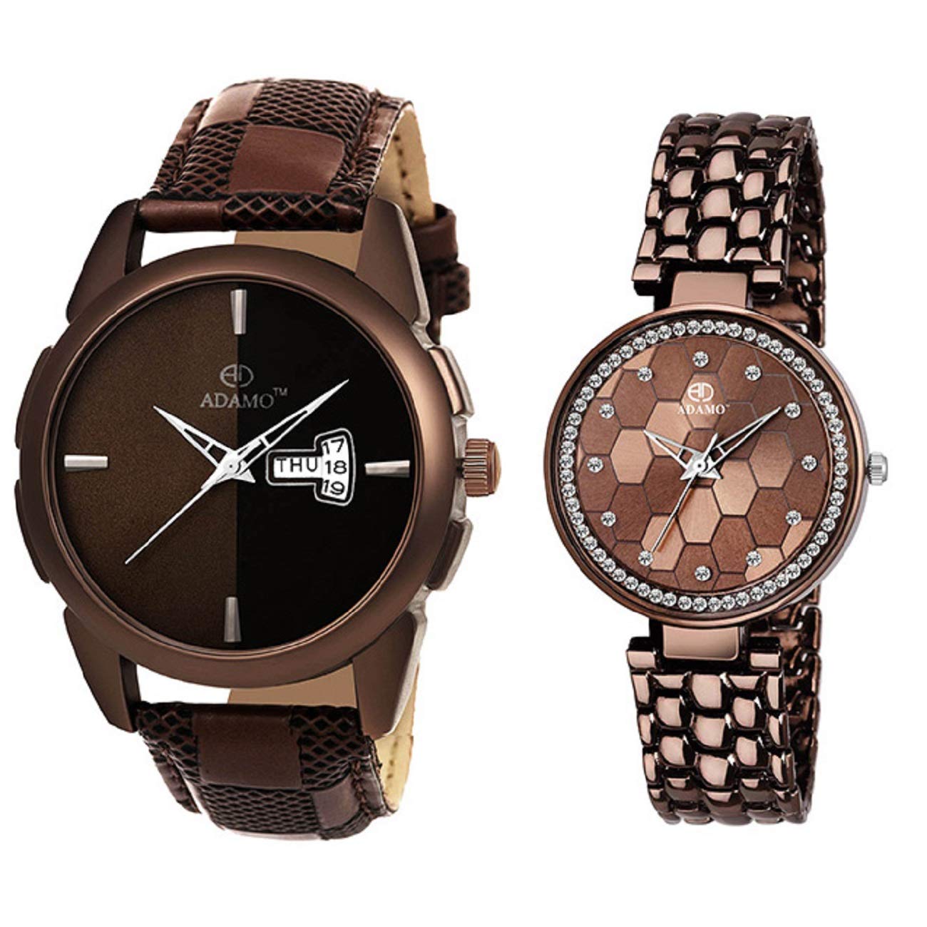 ADAMO Couple Combo Brown Dial Day & Date Mens & Womens Watch A832BR04-840EEM14 (B0851CPC8P) Amazon Price History, Amazon Price Tracker