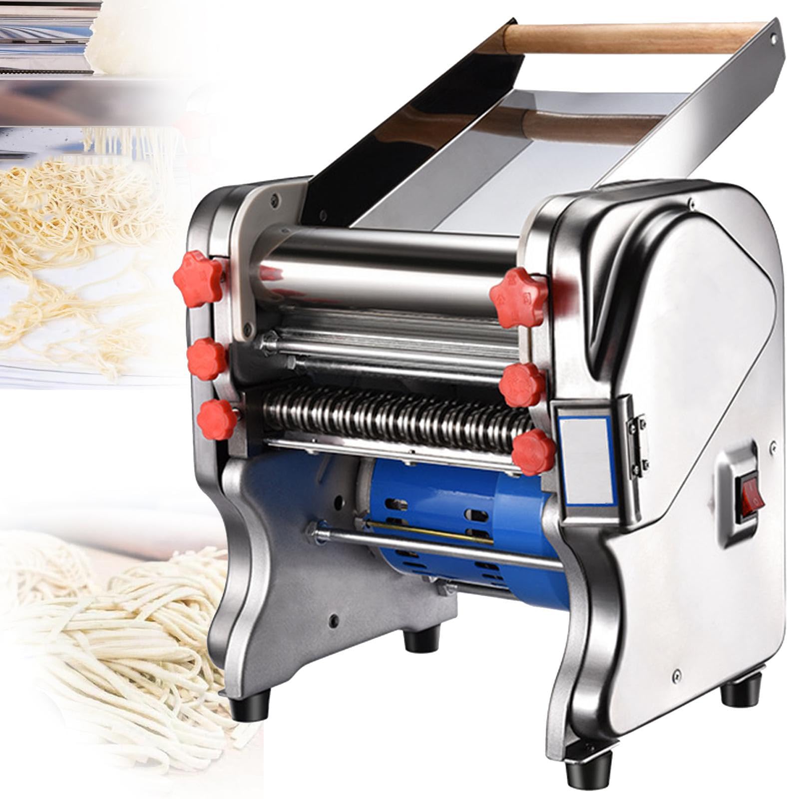 BITYCOW Small Automatic Electric Pasta Maker, 550W Stainless Steel Dough Sheeter Machine with Multiple Width Settings for Home Kitchen Use F160