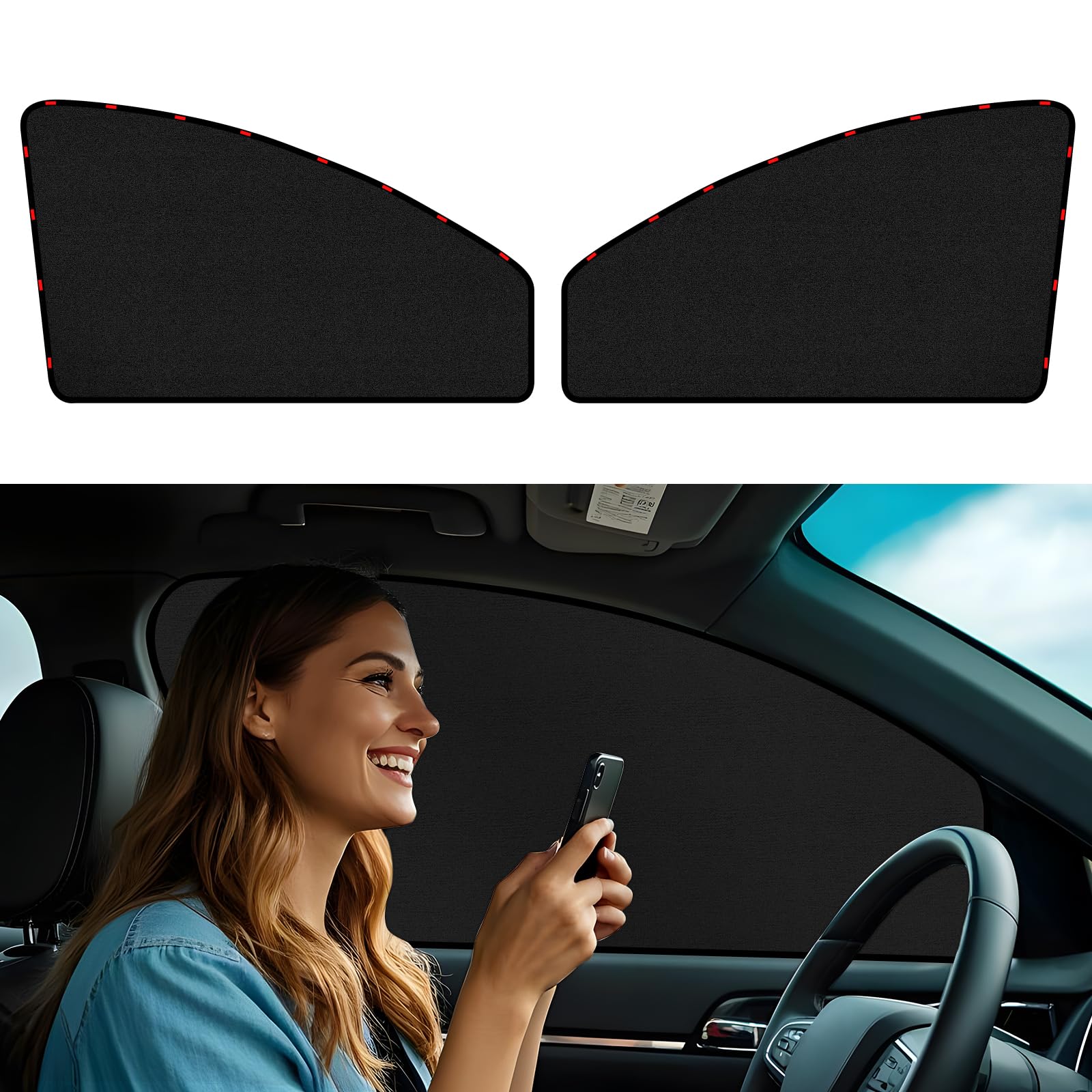 ZATOOTO Parasol Coche Lateral magnético, Parasol Coche de Rayos UV, Protege a niños y Mascotas en el Asiento Trasero, Proporciona privacidad, 2-Pack, 3 Tamaños,80 * 50cm