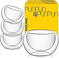 Vista 7 de PunPun Juego de 4 tazas de té de vidrio de borosilicato de doble pared de 2.7 fl oz, tazas de espresso, aislantes al calor, tazas de té