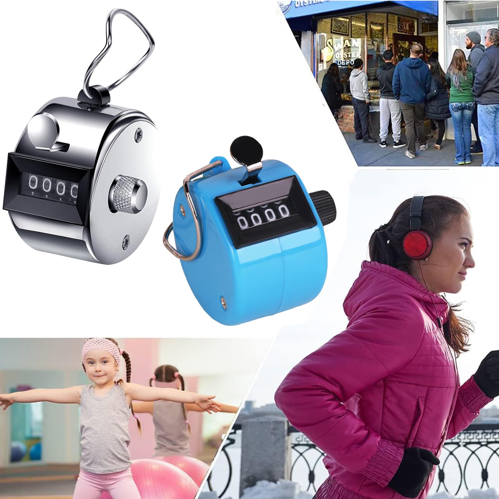Contatore Conta Persone Manuale in Metallo Portatile per Corsa Golf Baseball