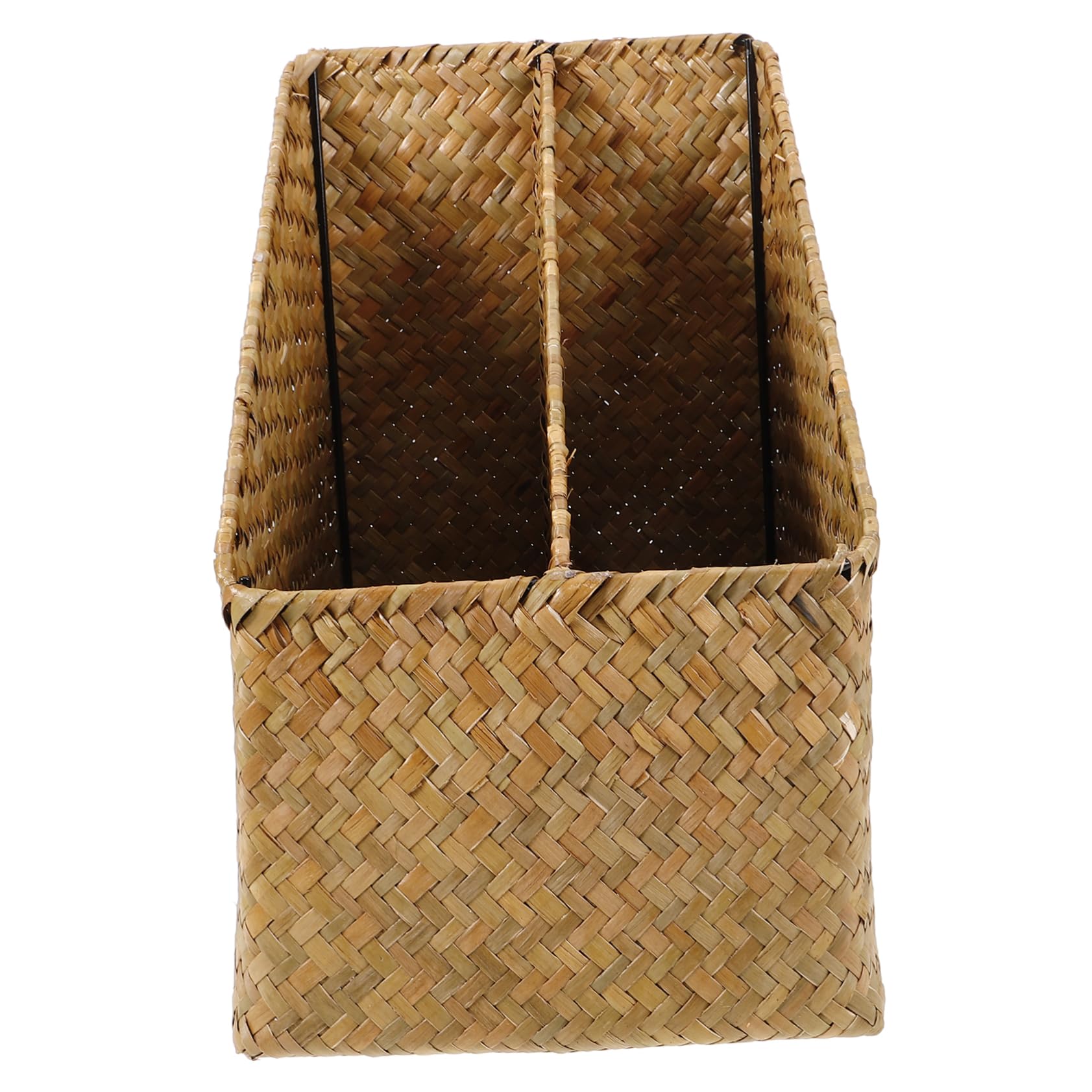 Geflochtener zur Aufbewahrung von Büchern und Kleinigkeiten für Zuhause aus Stroh Aufbewahrungskorb Praktischer Vintage Organizer dem Schreibtisch