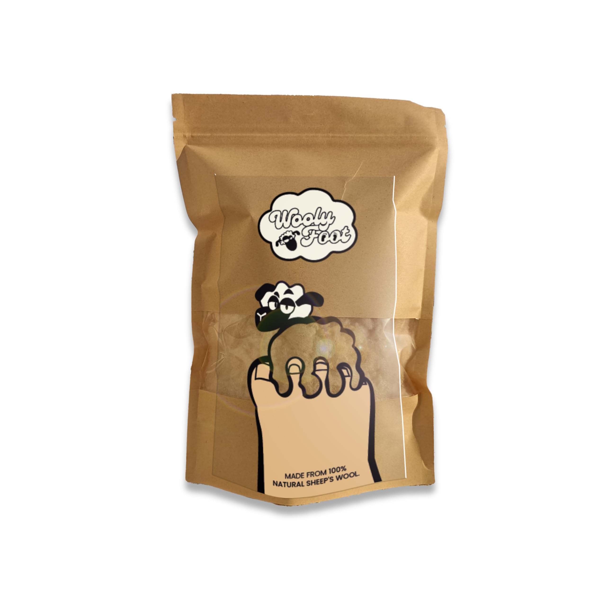 WoolyFoot - Lana de oveja rica en Lanolina para prevención de ampollas y alivio de presión en los pies | Protección sostenible y biodegradable para los pies | Paquete de 30 g (25-35 aplicaciones)
