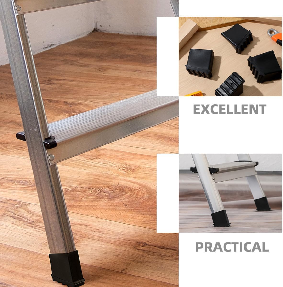 Alipis Set of 6 Non-Slip Rubber Ladder Foot Ends Insulating Protection Black 25 x 5 cm Safety Accessories for Construction Ladders and Stepladders Skates