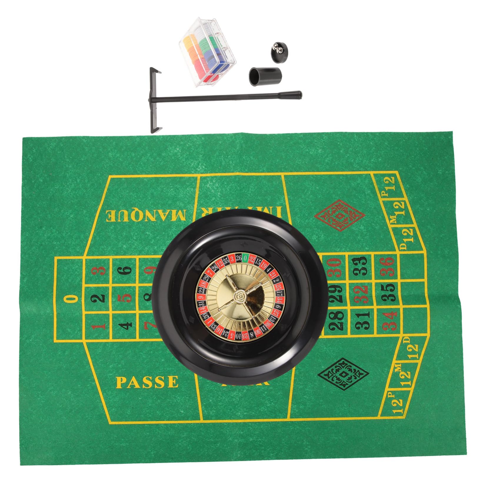 Cabilock 10'' Poker Game Wheel Roulette Wheel Set Table Cover Chips Ideal for Parties Poker Games