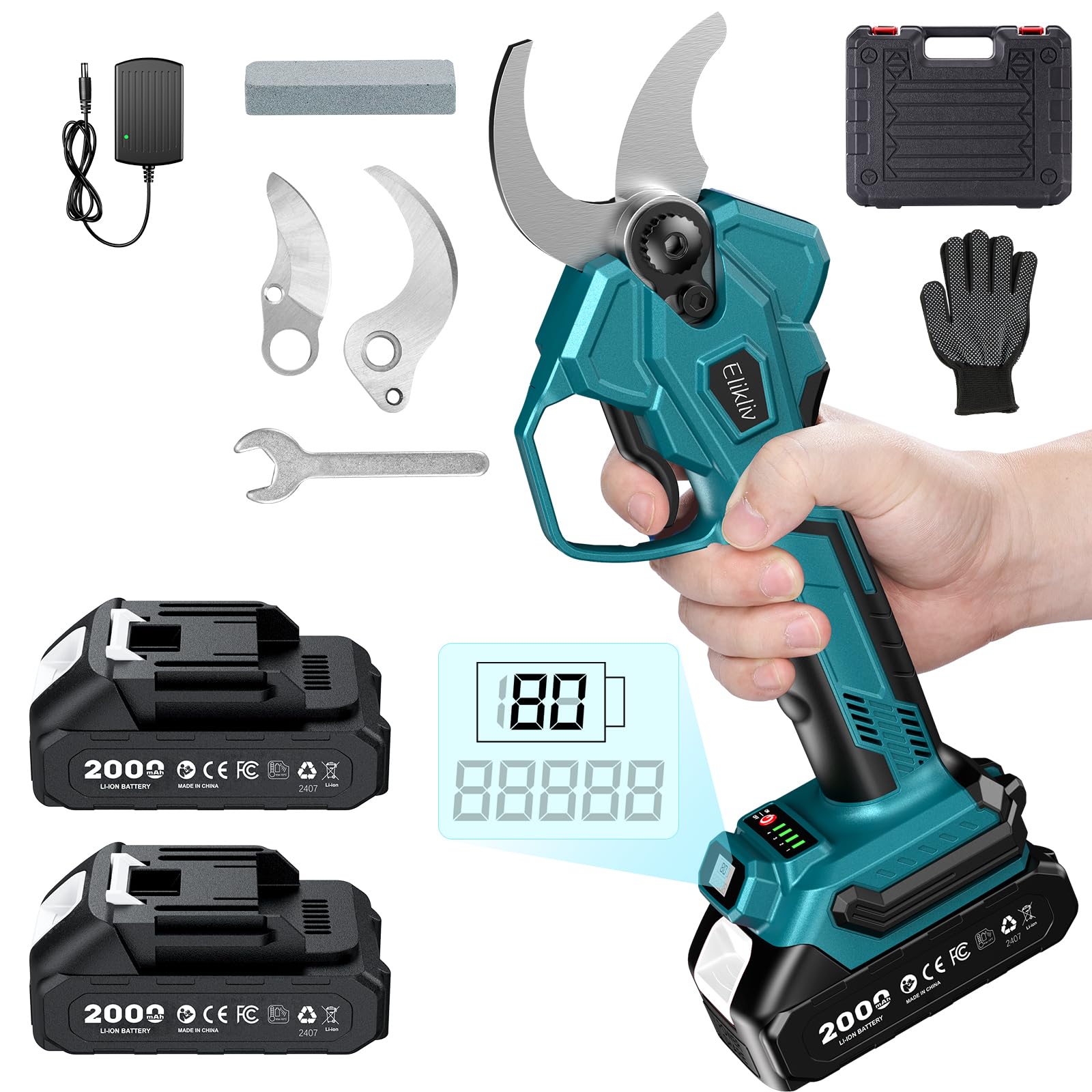 Amazon | Elikliv 充電式剪定ばさみ 電動剪定バサミ 電動ハサミ