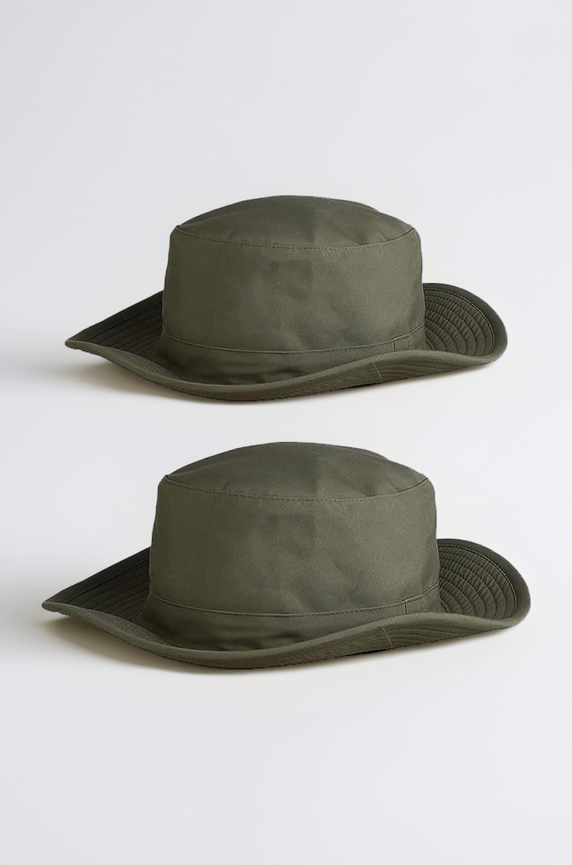 Cotton Classic Packable Beach Outdoor Fishing Bucket Sun Hat for Men Women Adult Boys Teen Round Big Wide Brim Floppy Summer Sun Protection Hat (Olive Green 2pcs Combo)