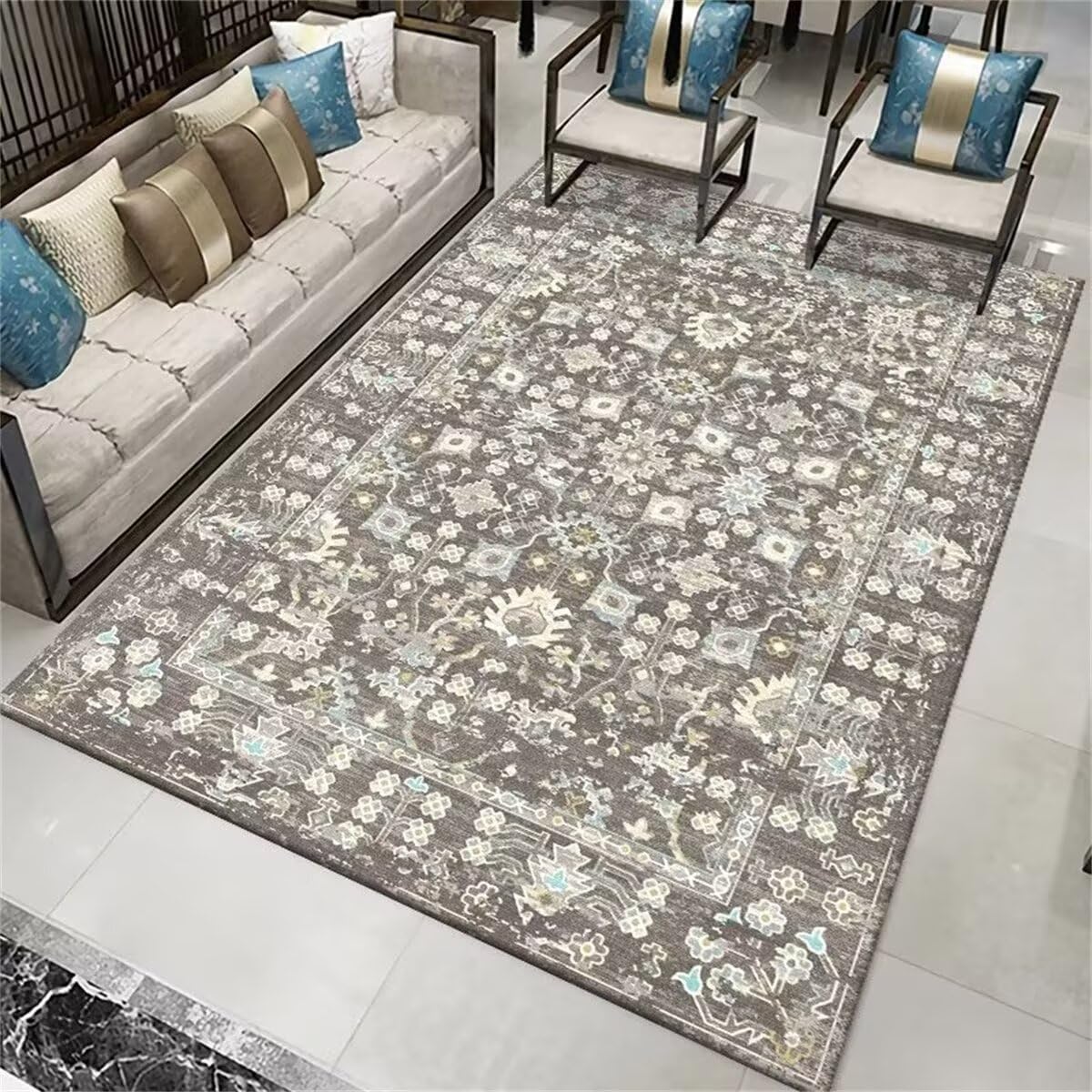 Decoration Chambre Ado Fille Moderne Tapis Interieur Zone Tapis Gris Chambre décor à la Maison Salle à Manger Tapis Multi-Taille Tapis Ado Garcon 200X260CM