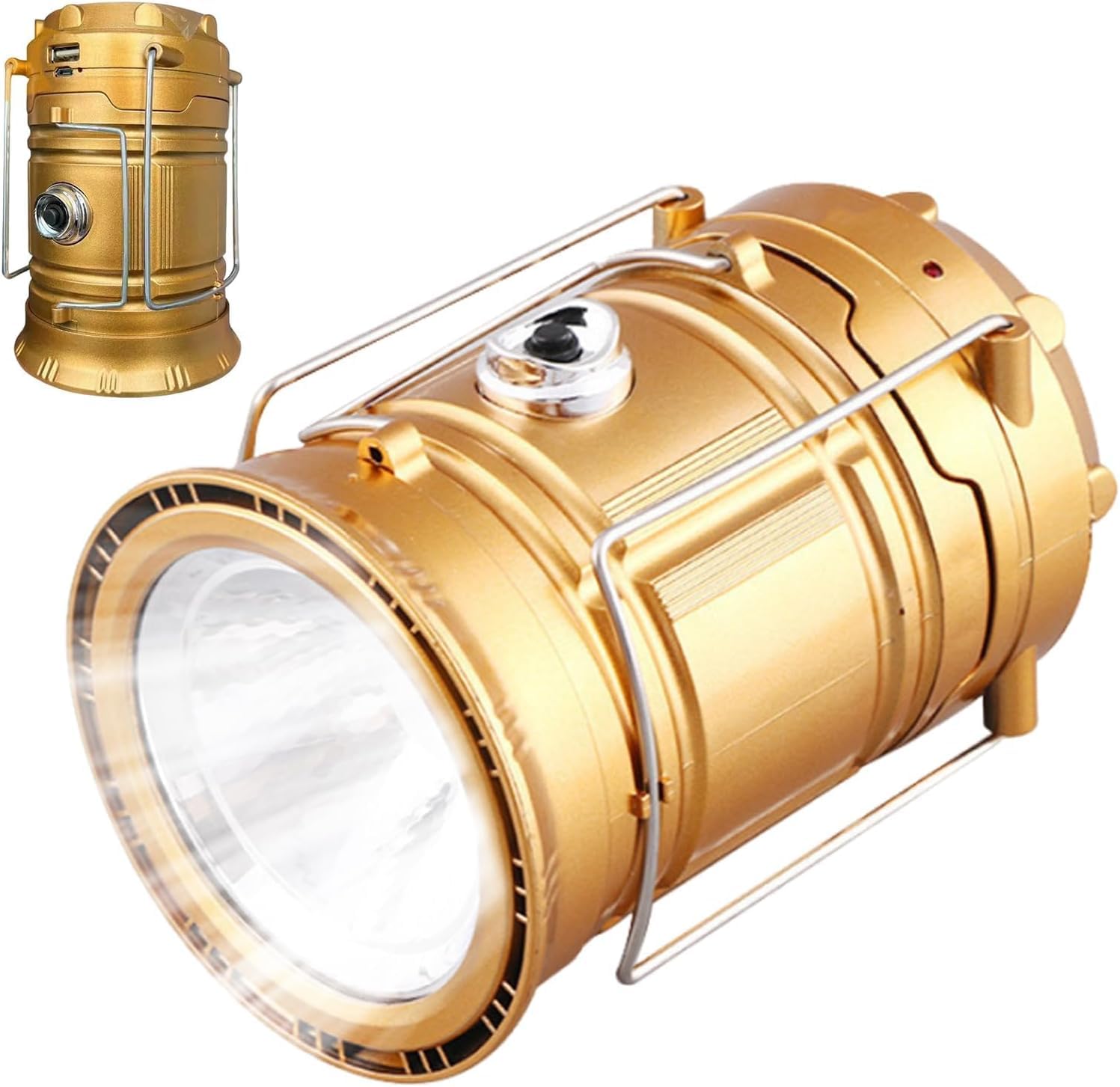 Lanterna solare da campeggio ricaricabile a LED, portatile, pieghevole, a sospensione, con 3 modalità, lampada impermeabile per esterni, per campeggio, escursionismo, viaggi, emergenza power bank