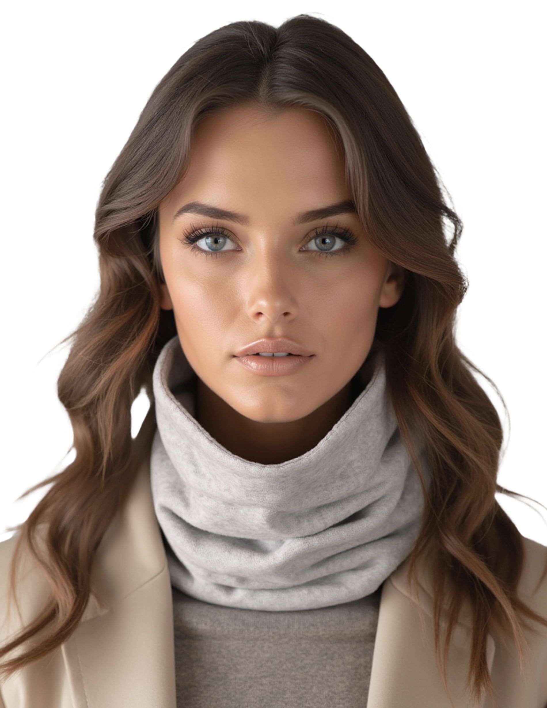 Vivisence Women Winter Snood Scarf Soft Knit Cozy Everyday Warmth For Cold Days, Light Grey,UNI