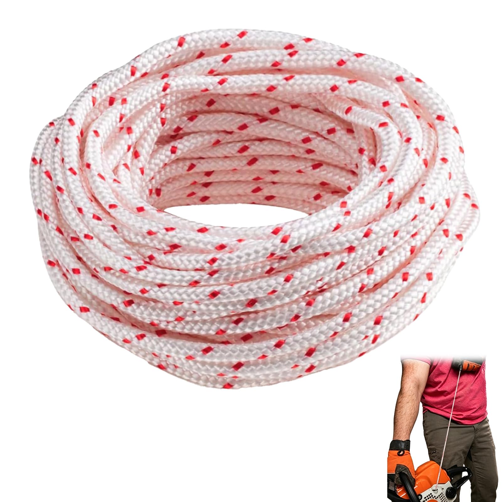 10M 5mm Universal Recoil Starter Rope Pull Cord Replacement for Lawnmower Chainsaw Trimmer - Durable Nylon Pull Start Cord for Husqvarna STIHL Craftsman Petrol Engines