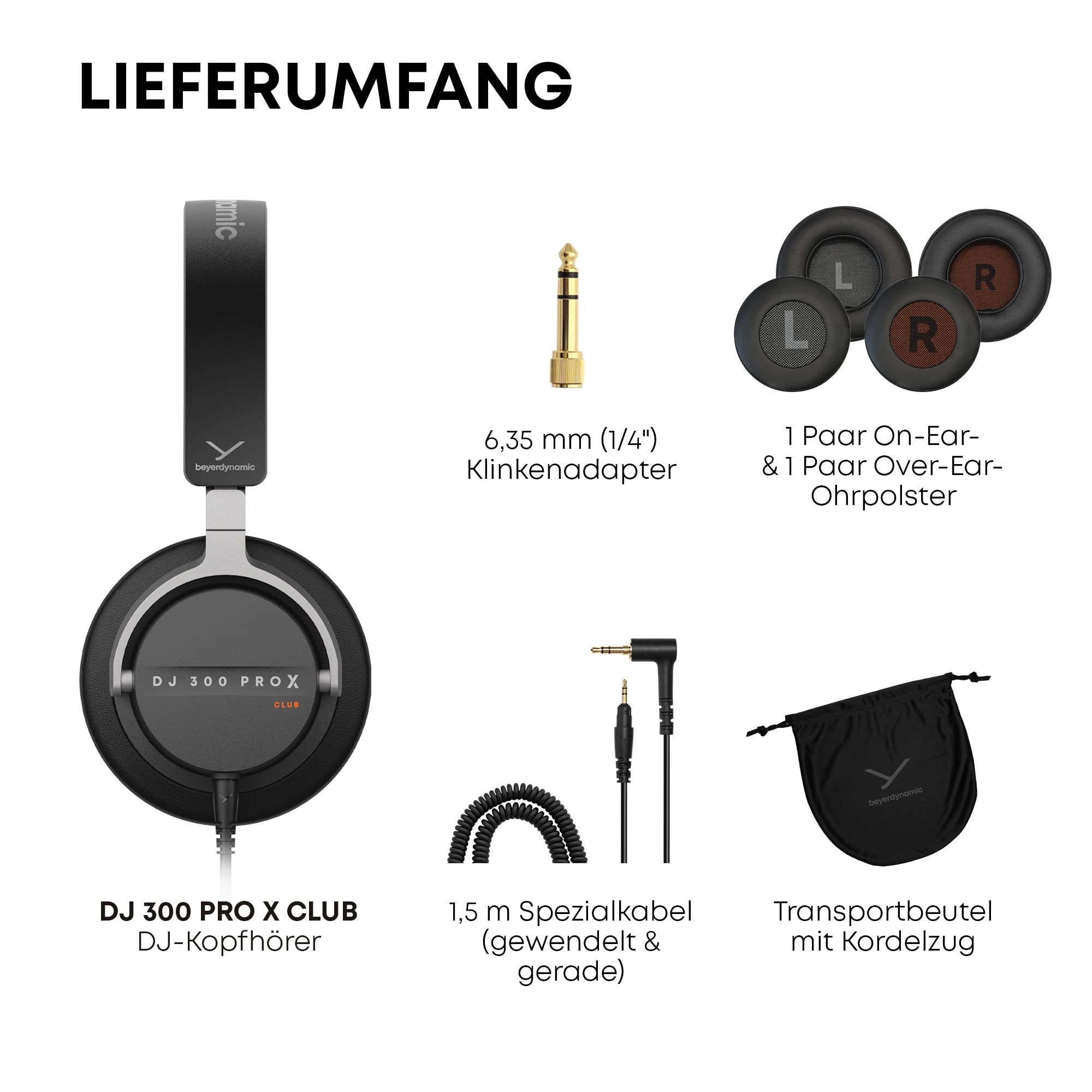 beyerdynamic DJ 300 PRO X CLUB Professioneller 2-in-1 DJ-Kopfhörer On-/Over-Ear-Wechsel als Flexibles Style- und Nutzungsfeature für Professionelle DJs