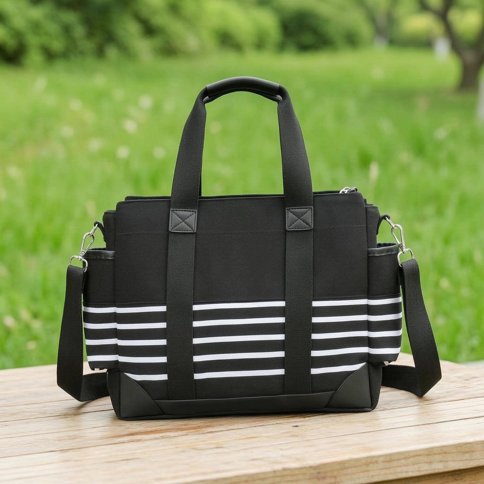 Borsa Fasciatoio con Tracolla da Borsa con Ganci in Tela Tote Laterali per Neonati,