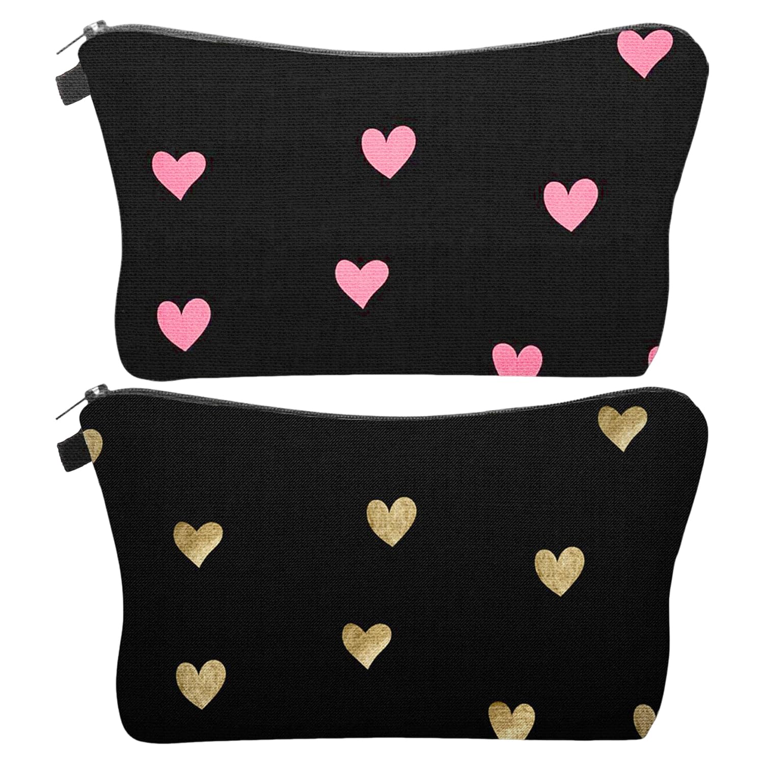 Borsa Per Cosmetici Stampata A Forma Di Cuore Da 2 Pezzi, Borsa Per Cosmetici Da Viaggio Portatile, Mini Borsa Per Cosmetici, Portamonete Con Cerniera, Borsa Per Articoli Da Toilette