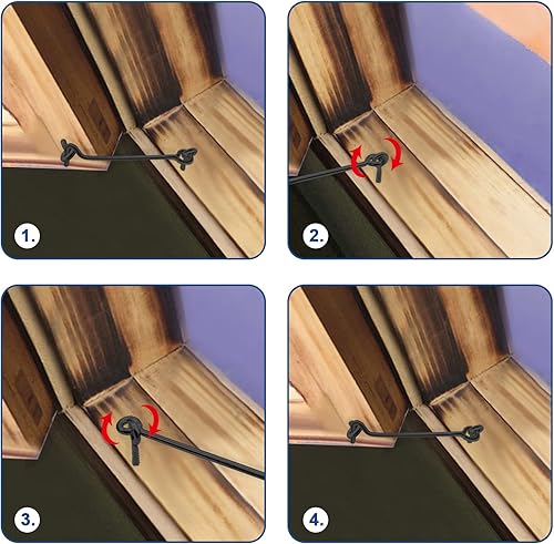 Miniatura 4 de Waziaqoc Pestillo de gancho y ojo de 4 pulgadas (5 unidades), cerradura de puerta de granero de hierro resistente para puerta corrediza, puerta de