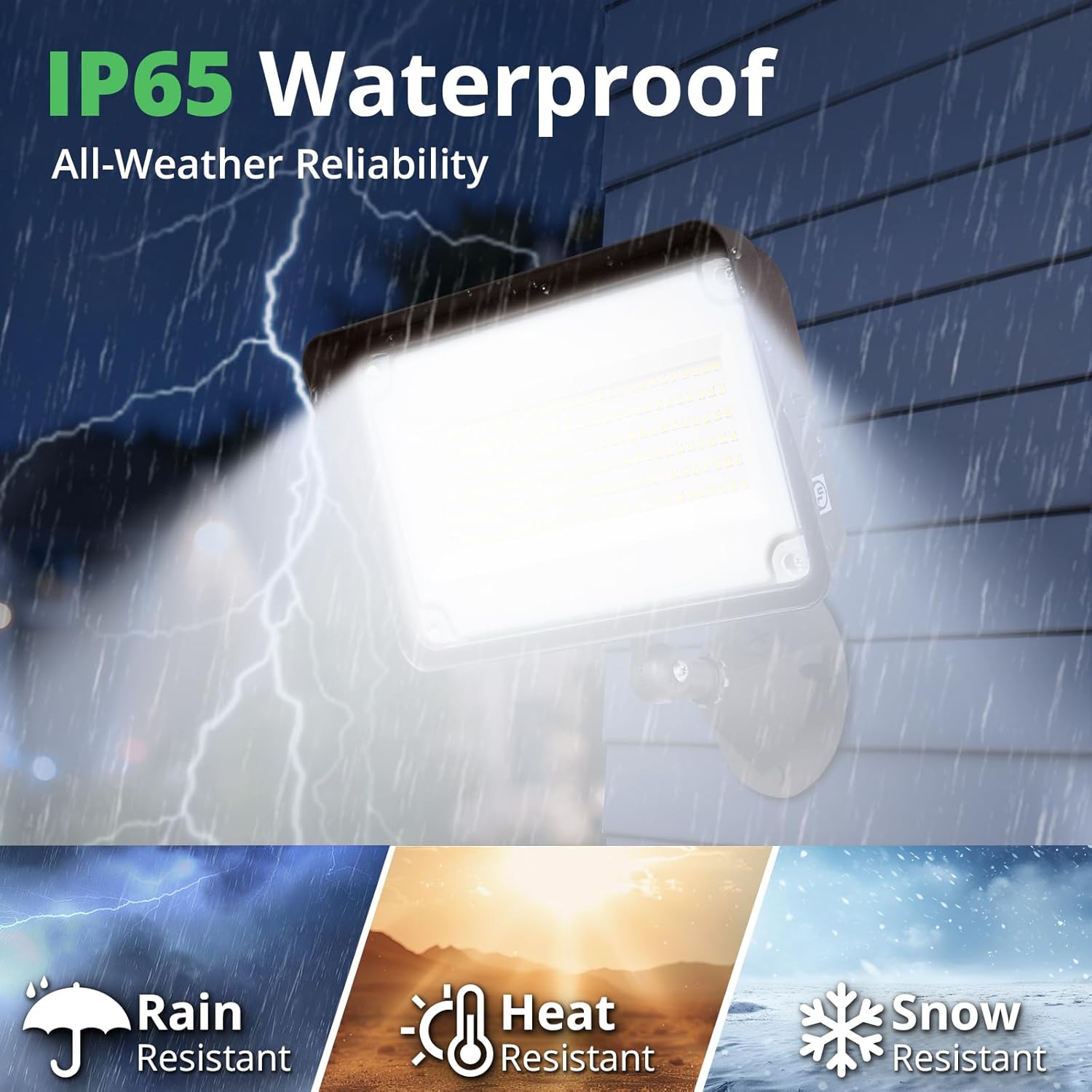 GKOLED 150W LED Flood Lights Outdoor, Dusk to Dawn Security Light, with Anti-Glare Guard, 120V 5000K 16,500LM Waterproof Landscape Lighting, Aluminum Lighting Fixture, 1/2" Knuckle Mount, UL Listed