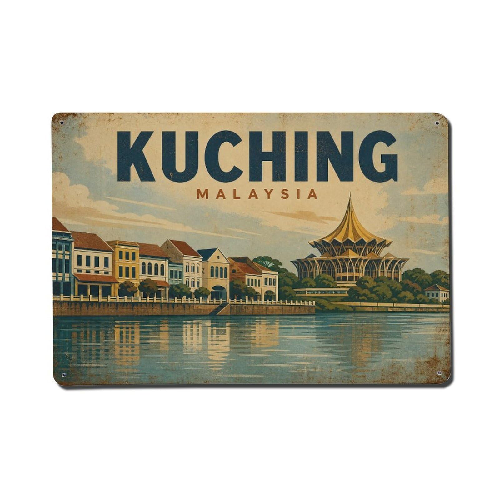 Metal Tin Sign Vintage Travel Malaysia Kuching