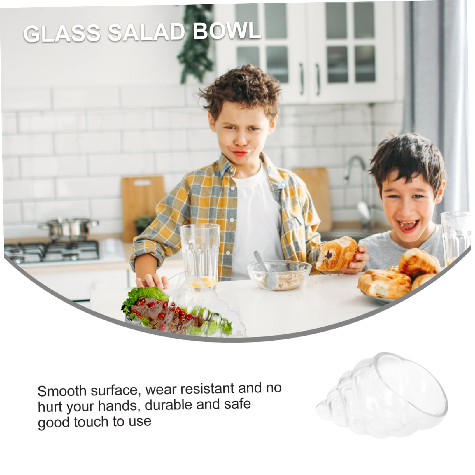 Cabilock Saladier Verre Escargot Bol de Service Transparent Présentoir Alimentaire