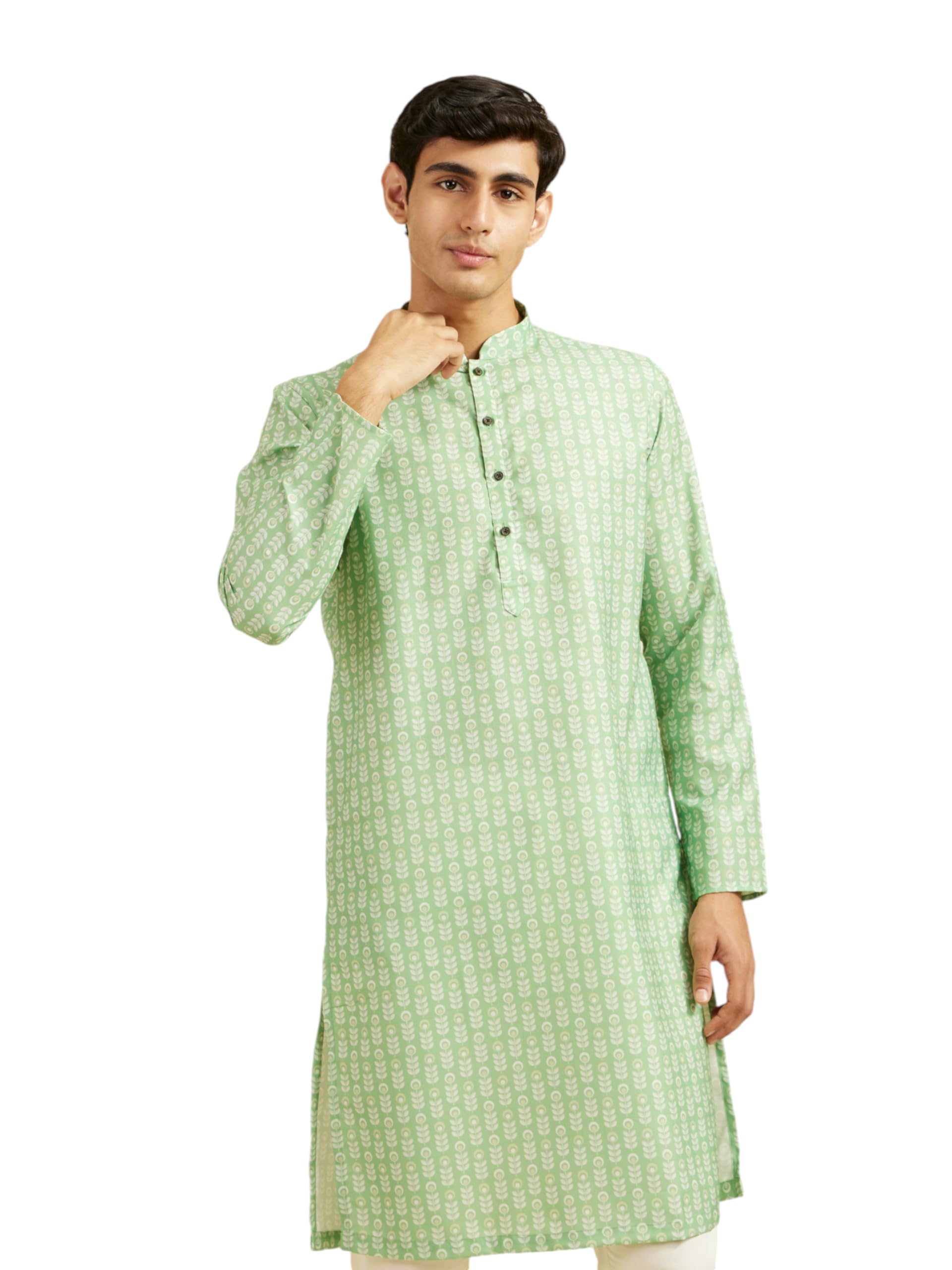 diwas by manyavar Men's Cotton Blend Printed Kurta (1pc)-picture-20