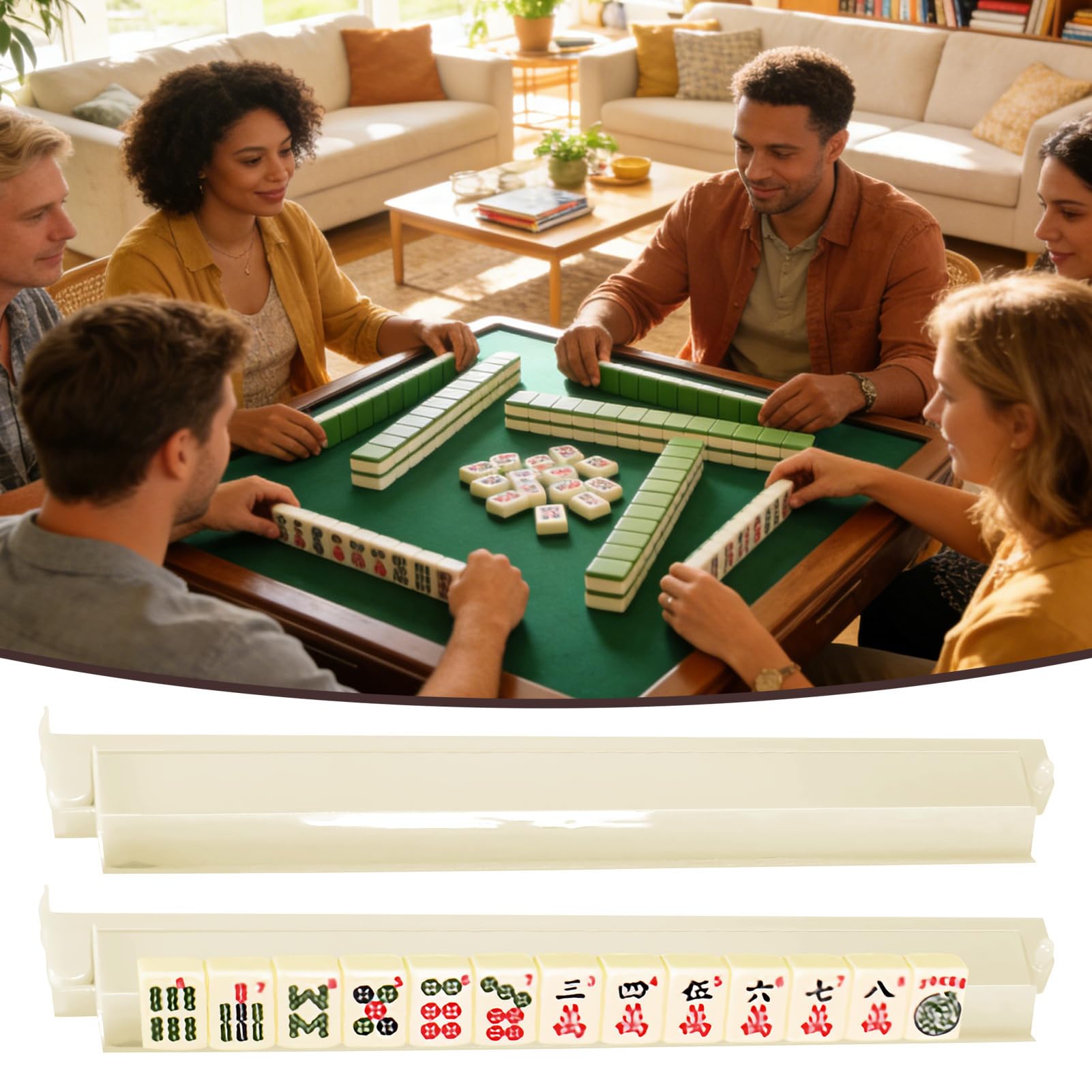 Mahjong Stojaki na płytki – organizer do gier z , stojaki do gier Mahjong z popychaczami, do domu, na imprezę, do klubu, na wakacje, świąteczny