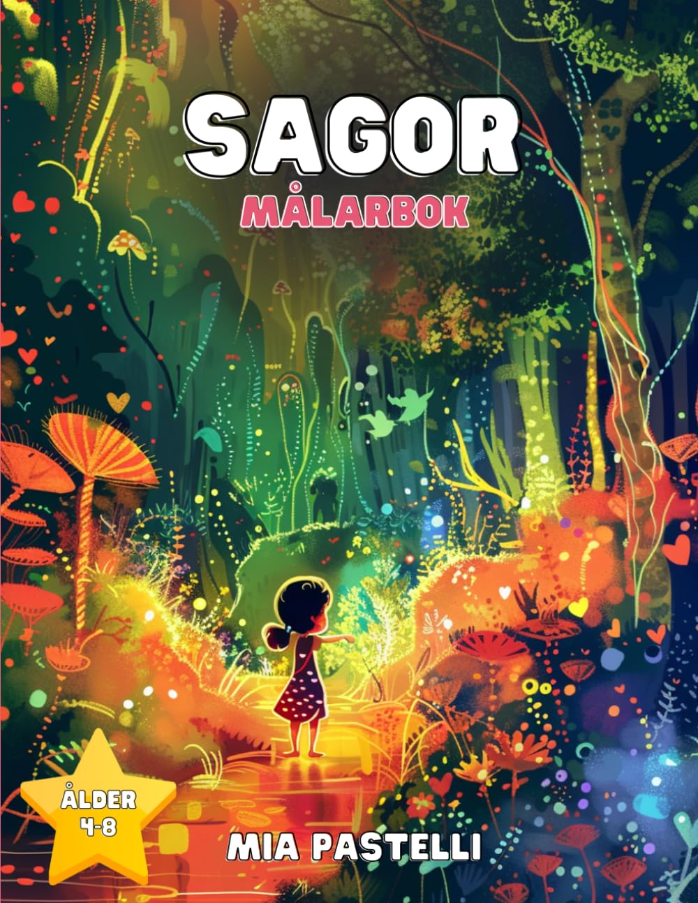 Magiska Sagor – Målarbok med Enkla Illustrationer för Barn 4-8 År som Stimulerar Fantasi och Kreativitet