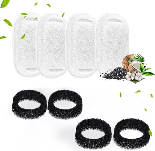 Filtros de fuente de agua para gatos, paquete de 4 filtros de repuesto para fuente de agua para mascotas y 4 esponjas de prefiltro para fuente