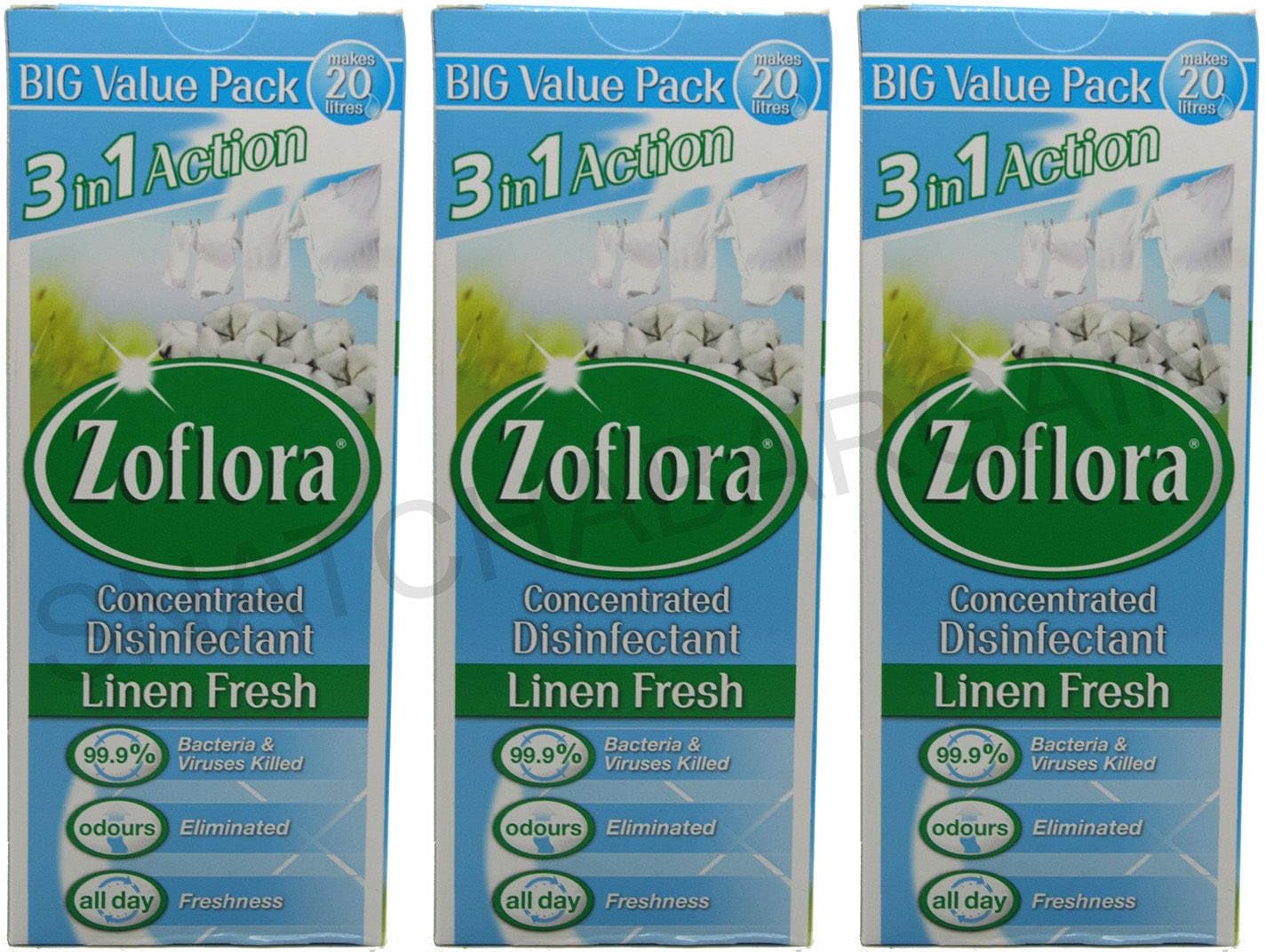 3X Zoflora Linen Fresh 500ml Odour Remover & Disinfectant