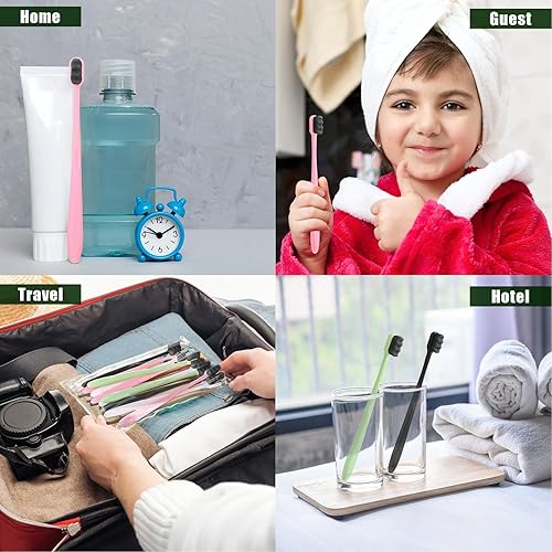 Miniatura 6 de Pinkunn 36 cepillos de dientes de cerdas suaves a granel micro Nano cepillo de dientes manual con 20, 000 cerdas para encías sensibles, familia