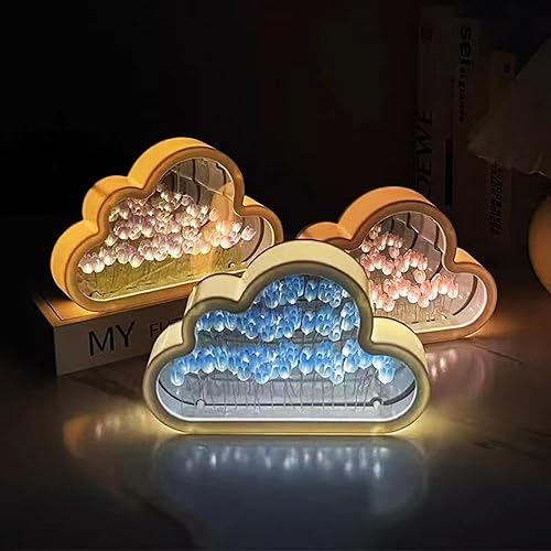 Miniatura 7 de Yevheniy 20 flores DIY tulipán espejo luz de noche, LED hecho a mano tulipán océano, luces 2 en 1 espejo y lámpara de mesa, adornos de decoración,