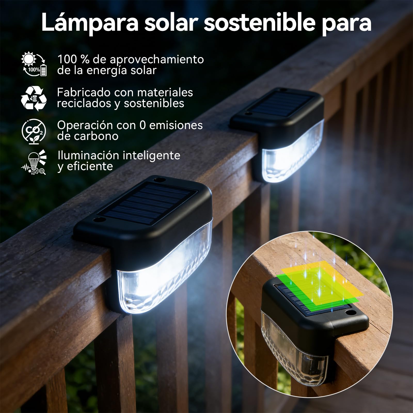 CREECHWA Luces Solares Exterior LED para Jardín y Terraza - 16 Pack de Lámparas Solares para Escaleras, Vallas y Patios, Impermeable, Encendido Automático, Blanco Frío, Instalación Fácil sin Cables — view 3